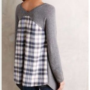 Anthropologie Moth sweater with flannel back